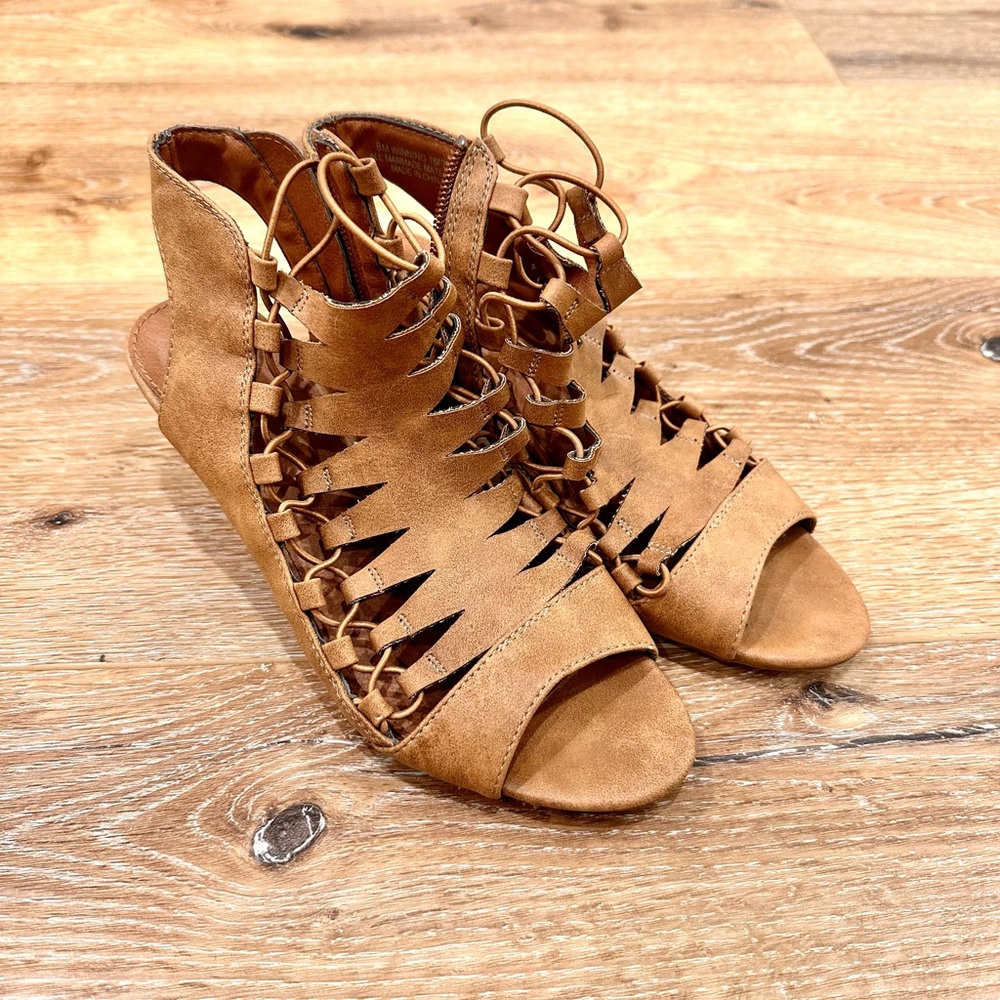 🌿 Brown Boho Gladiator Sandals | Lace-Up Cutout Style